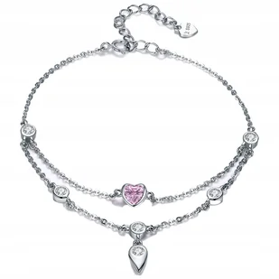 Bransoletka srebrna PODWÓJNA Z CYRKONIAMI Pr.925 BS047 - Bransoletki - miniaturka - grafika 1