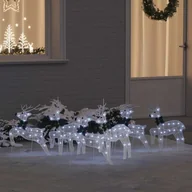 Ozdoby bożonarodzeniowe - vidaXL LED Renifery 6 pcs Biały 45 x 19 x 65 cm tkanina - miniaturka - grafika 1