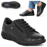 Półbuty damskie - Damskie Półbuty Maciejka SKÓRZANE Sportowe Trzewiki Sznurowane Czarne 38 - miniaturka - grafika 1