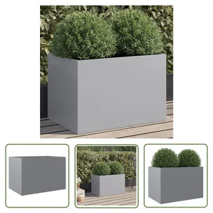 The Living Store Donica - srebrna - 62x40x39 cm - stal galwanizowana - Doniczka - Donice - miniaturka - grafika 1