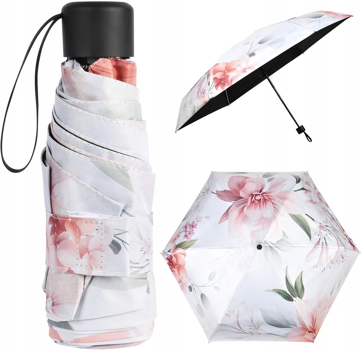 PARASOL PARASOLKA SKŁADANY KWIATY parasol składany biały