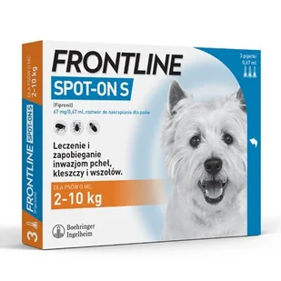 Frontline Spot-on dla psów  - S: 2-10 kg (3 pipety x 0,67 ml) - Artykuły przeciw pasożytom - miniaturka - grafika 1