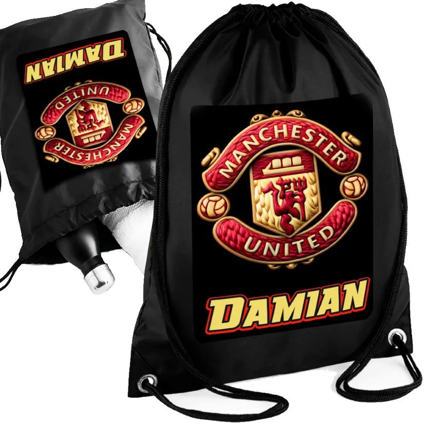 Czarny Worko-Plecak MANCHESTER UNITED - Twoje Imię Personalizowany Prezent