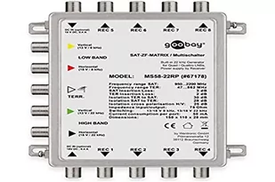 Goobay Pasywny SAT Multiswitch 5 wejść/8 wyjścia; pasywnych SAT Multiswitch 5 wejść/8 wyjścia, srebrny  rozdzielacz do maksymalnie 8 uczestników z jednego satelity 67178 - Huby USB - miniaturka - grafika 1