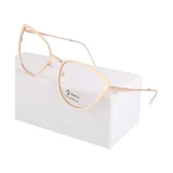 Okulary korekcyjne, oprawki, szkła - Złote okulary kocie do komputera damskie z filtrem BLUE Light zerówki 2583-6 - miniaturka - grafika 1