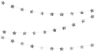 Girlanda baner Gwiazdki srebrna - 360 cm - 1 szt. - Sylwester - miniaturka - grafika 1