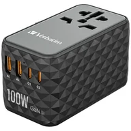 Złącza, przejściówki, adaptery - Verbatim Adapter podróżny EU/UK/US GaN2xUSB-A/2xUSB-C PD 100W UTA-06 czarny/black 32121 - miniaturka - grafika 1