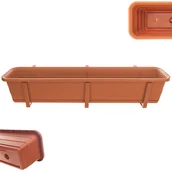 Donice - Skrzynka balkonowa z podstawką i uchwytami Paulin 80cm terrakota - miniaturka - grafika 1