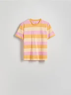 Koszulki i topy damskie - Reserved - T-shirt w paski - wielobarwny - miniaturka - grafika 1