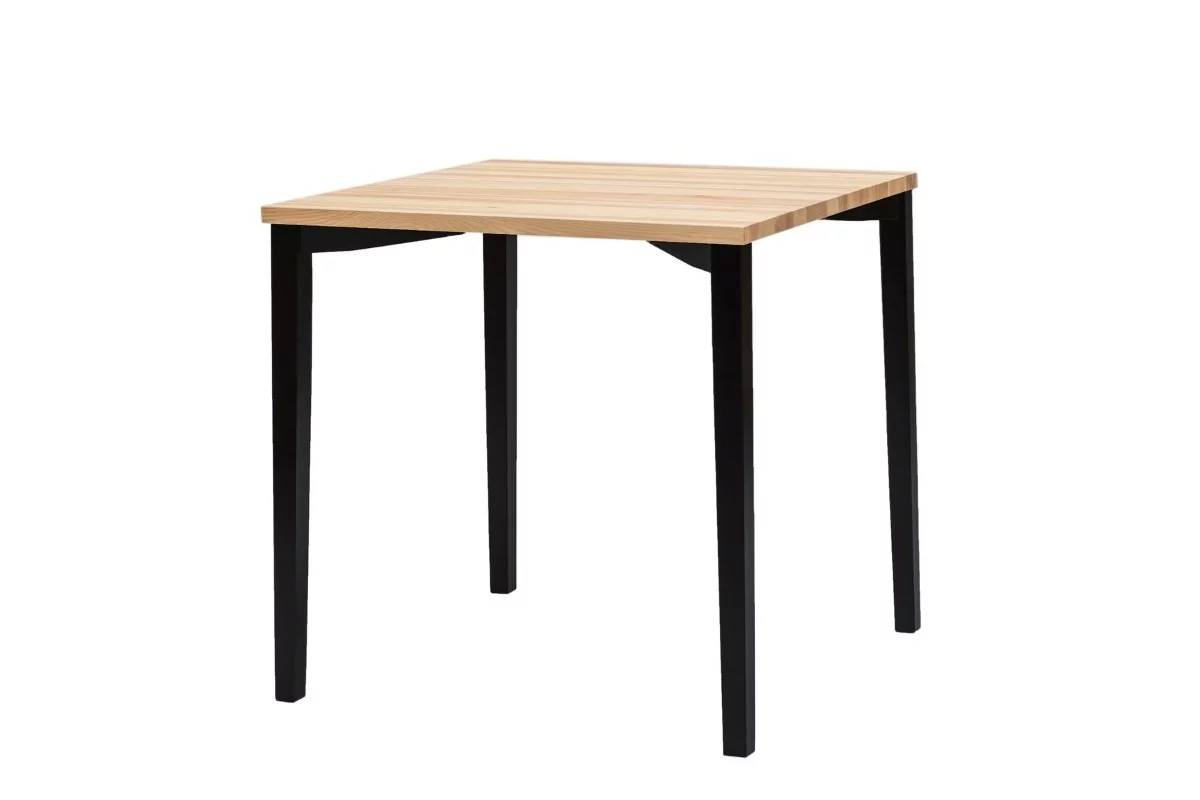 Stół Jesionowy TRIVENTI 80x80cm - Czarne Kwadratowe Nogi