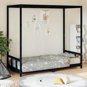 Łóżeczka i kojce - Rama łóżka, czarna, 90x200 cm, lite drewno sosnowe Lumarko! - miniaturka - grafika 1