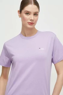 Koszulki sportowe damskie - Fila t-shirt bawełniany kolor fioletowy - grafika 1