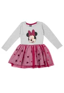 Sukienki i spódniczki dla dziewczynek - Disney Minnie Mouse sukienka dla dziewczynek - sukienka siateczkowa spódnica długi rękaw szary różowy, rozmiar:86-92 - miniaturka - grafika 1