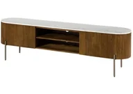 Szafki RTV - BARCELONA Szafka RTV #210 Mango brąz lakierowany + Marmur biały 200x36x51 cm - miniaturka - grafika 1