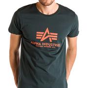 Koszulki sportowe męskie - Koszulka Alpha Industries Basic T-shirt 100501353- zielona - miniaturka - grafika 1