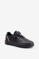 Buty dla dziewczynek - Trampki Dziecięce Z Eko Skóry Na Rzep Big Star OO374004 Czarne-30 - miniaturka - grafika 1