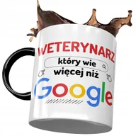 Kubki - Kubek Czarny Dla Weterynarza wie Więcej niż Google z Nadrukiem ze Zdjęciem + Opakowanie na prezent (wzór 02) - miniaturka - grafika 1