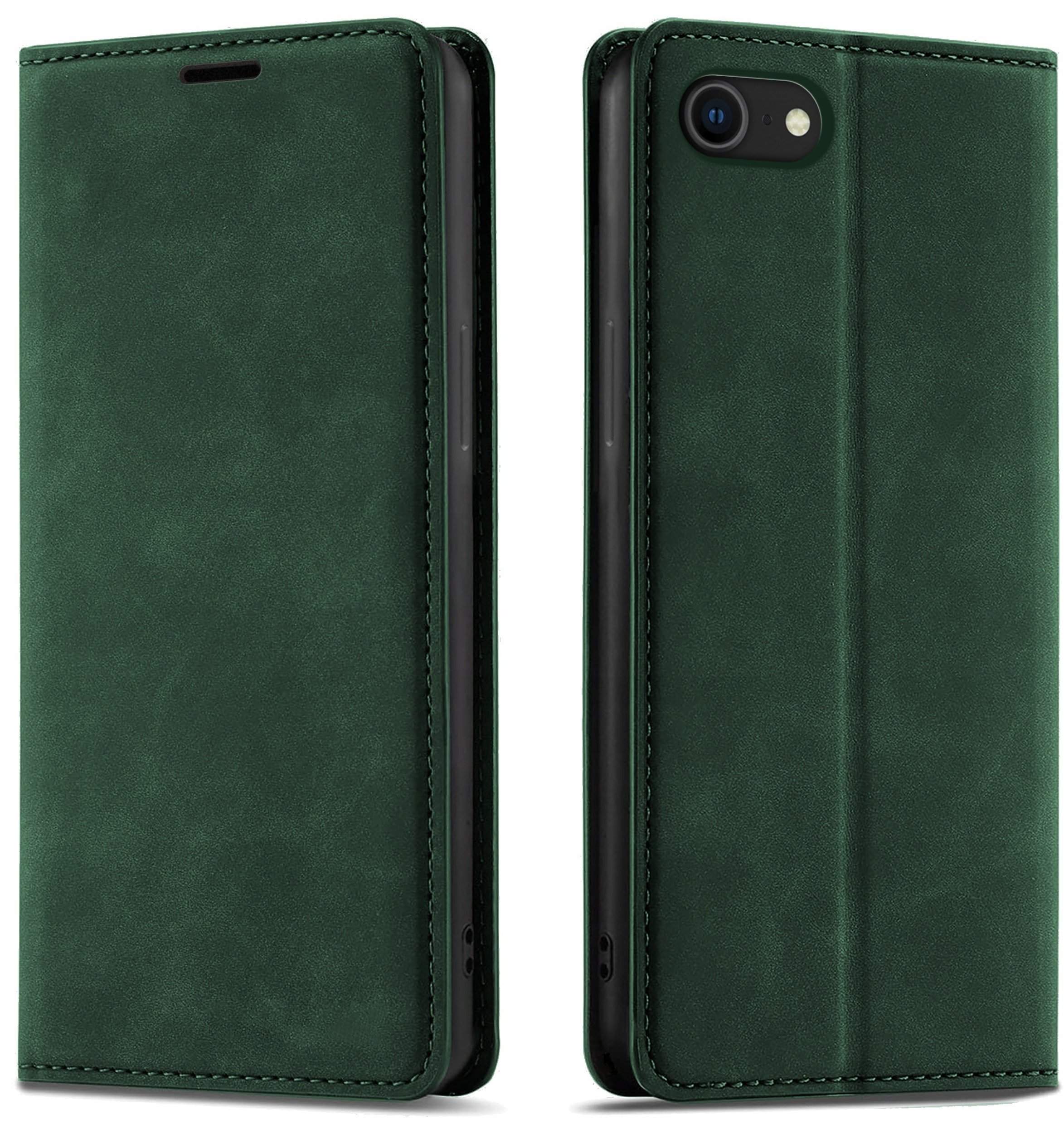 krainaGSM Etui Z Klapką Do Iphone 7 8 Se Zamykamne Magnetyczne Skórzane + Szkło