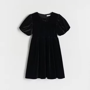 Reserved - Welurowa sukienka - Czarny - Sukienki i spódniczki dla dziewczynek - miniaturka - grafika 1