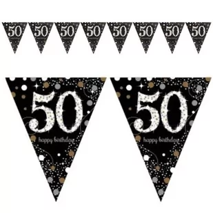 Amscan Baner flagi "Urodziny 50", Sparkling Celebrations Gold, 4 m 9900569 - Urodziny dla dorosłych - miniaturka - grafika 1