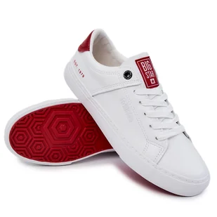 Skórzane męskie trampki Big Star JJ174106 biało-czerwone 41 - Trampki męskie - miniaturka - grafika 1