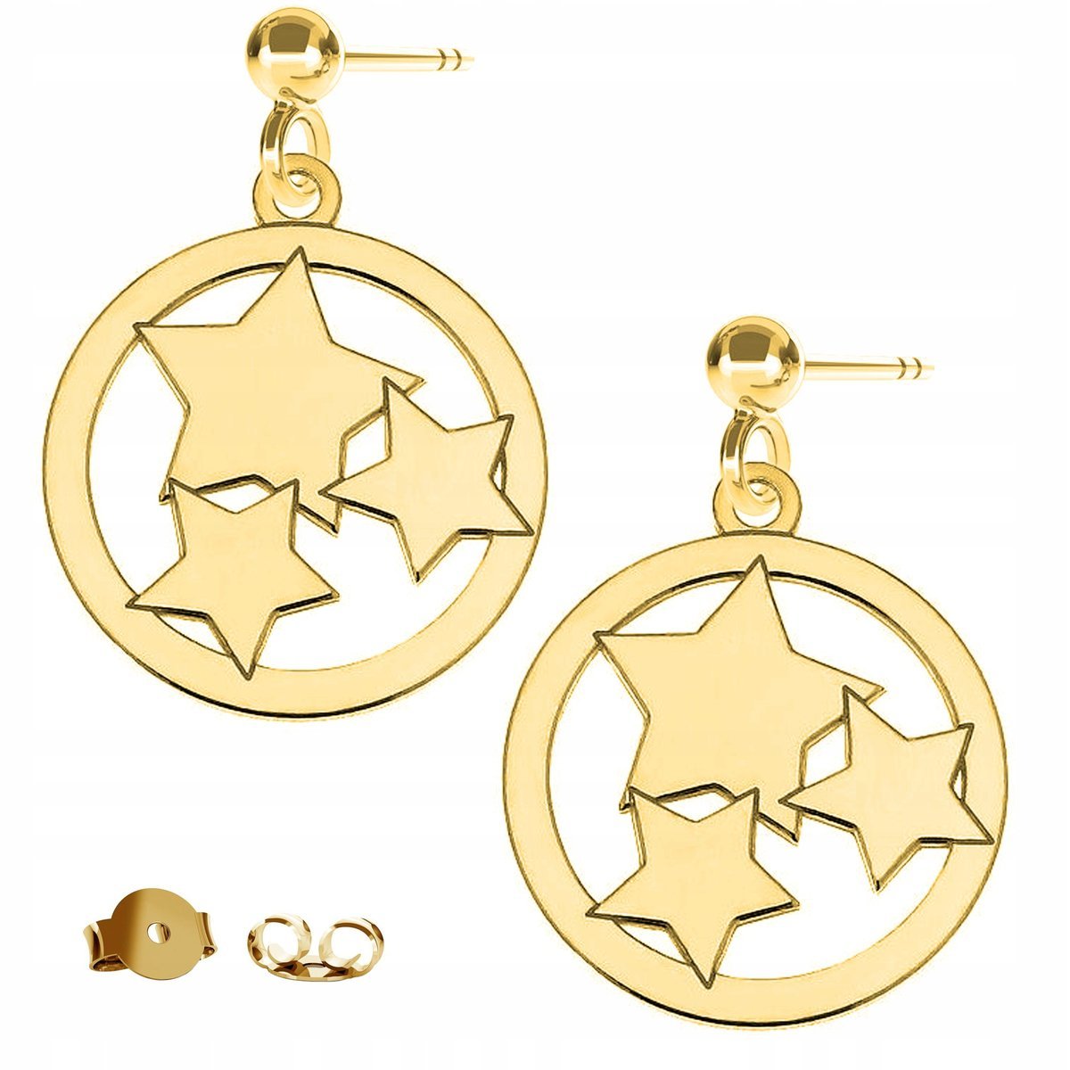 Kolczyki złote Gwiazdki Gwiazda Koło 925