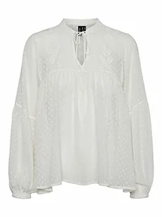 VERO MODA Vmmadeline L/S V-Neck Top Ga Noos bluzka damska, Snow White, XS - Bluzki damskie - miniaturka - grafika 1