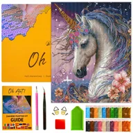 Zabawki kreatywne - Haft Diamentowy z ramą Jednorożec Obraz Mozaika Diamond Painting 40x50 cm - miniaturka - grafika 1
