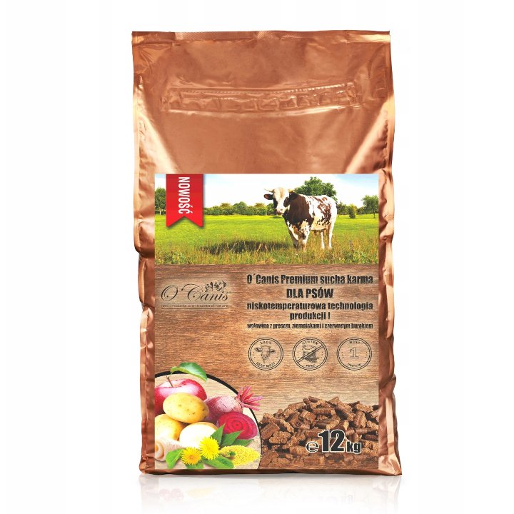 O'Canis Sucha Karma Premium Dla Psa Z Wołowiną, Prosem, Kartoflami I Czerwonym Burakiem 12Kg