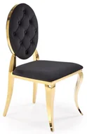 Krzesła - Pikowane krzesło ludwik w stylu glamour czarny + złoty N9-S46 - miniaturka - grafika 1