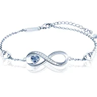Bransoletki - Srebrna Bransoletka Infinity Niebieskie Serce Prezent Dla Żony Święta - miniaturka - grafika 1
