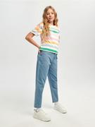 Spodnie i spodenki dla dziewczynek - Sinsay - Jeansy mom - niebieski - miniaturka - grafika 1