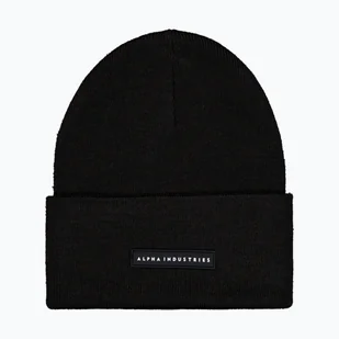 Czapka Alpha Industries Rubber Logo Beanie black WYSYŁKA W 24H 30 DNI NA ZWROT - Czapki damskie - miniaturka - grafika 1