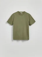 Koszulki męskie - Reserved - Strukturalny t-shirt comfort fit - ciemnozielony - miniaturka - grafika 1
