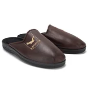 Kapcie męskie - Kapcie Skórzane Wygodne Modne Stylowe Papcie Domowe Męskie Brązowe Profilowane Legend 41 - miniaturka - grafika 1