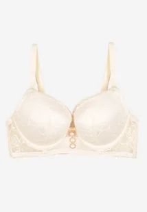 Beżowy Biustonosz Push Up Ozdobiony Koronką Neavia - Biustonosze - miniaturka - grafika 1