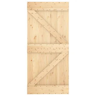 Drzwi przesuwne z osprzętem, 95x210 cm, lite drewno sosnowe 8721012081550 - Drzwi wewnętrzne - miniaturka - grafika 5