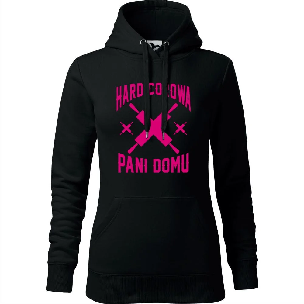 Damska Bluza Z Kapturem - Hardcorowa Pani Domu Czarny Xs