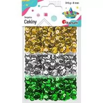 Titanum Cekiny 8mm zestaw metaliczny 3 kolory - Pozostałe akcesoria dla plastyków - miniaturka - grafika 1