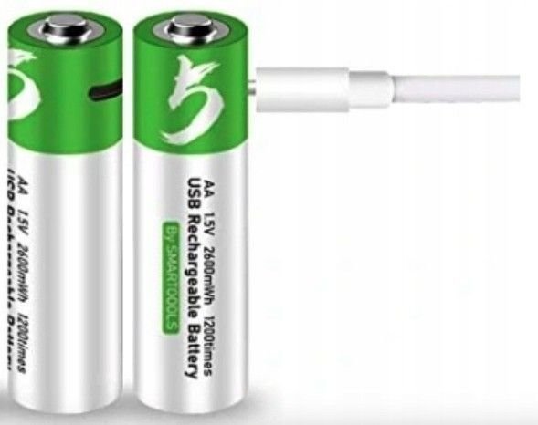 WIELOKROTNE BATERIE PALUSZKI AKUMULATORKI AA 2 SZT ŁADOWANE KABLEM USB-C