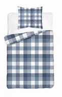 Pościel - Pościel satynowa 140x200 Granatowa kratka – stylowa i uniwersalna, 100% bawełna - Home Satin - miniaturka - grafika 1