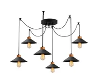 Lampy sufitowe - Żyrandol na lince MANAVGAT 6xE27/40W/230V pająk czarny/brązowy - miniaturka - grafika 1