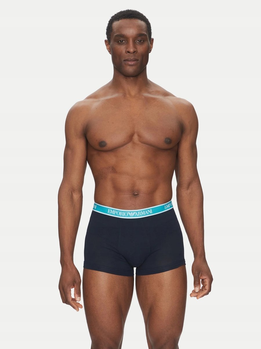 EMPORIO ARMANI GRANATOWE BOKSERKI Z LOGOWANYM PASKIEM 2 PACK S 6FA