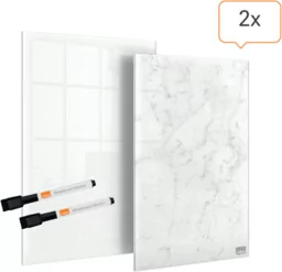 Tabliczka suchościeralna 23x15,2cm NOBO SZKLANA - 2 sztuki: 1 x biała i 1 x marmurkowa - Tablice i flipcharty - miniaturka - grafika 1