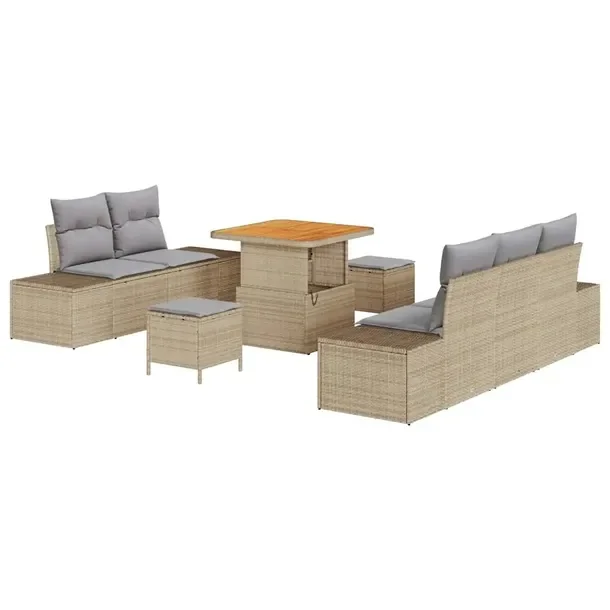 Zestaw Sofa Ogrodowa z Rattanu Syntetycznego, Beżowy, 4 Osoby