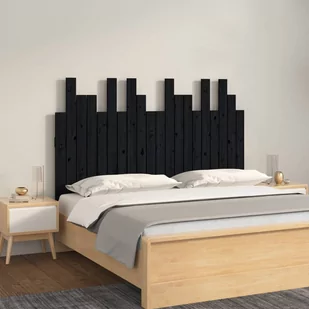 Wezgłowie łóżka, czarne, 127,5x3x80 cm, lite drewno sosnowe Lumarko! - Inne meble do sypialni - miniaturka - grafika 1