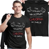 Walentynki - Koszulka dla chłopaka męża na walentynki z napisem Tak wygląda najlepszy chłopak na świecie - miniaturka - grafika 1