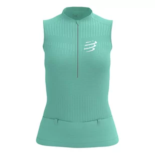 COMPRESSPORT Koszulka kompresyjna do biegania damska TRAIL POSTURAL TANK TOP shell blue - Koszulki sportowe męskie - miniaturka - grafika 1