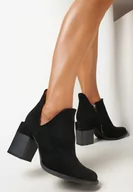 Botki damskie - Czarne Botki z Wycięciem i Geometrycznym Słupkiem Gizaaf - miniaturka - grafika 1