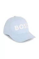 Czapki dla dzieci - BOSS czapka z daszkiem bawełniana dziecięca kolor niebieski z nadrukiem - Boss - miniaturka - grafika 1